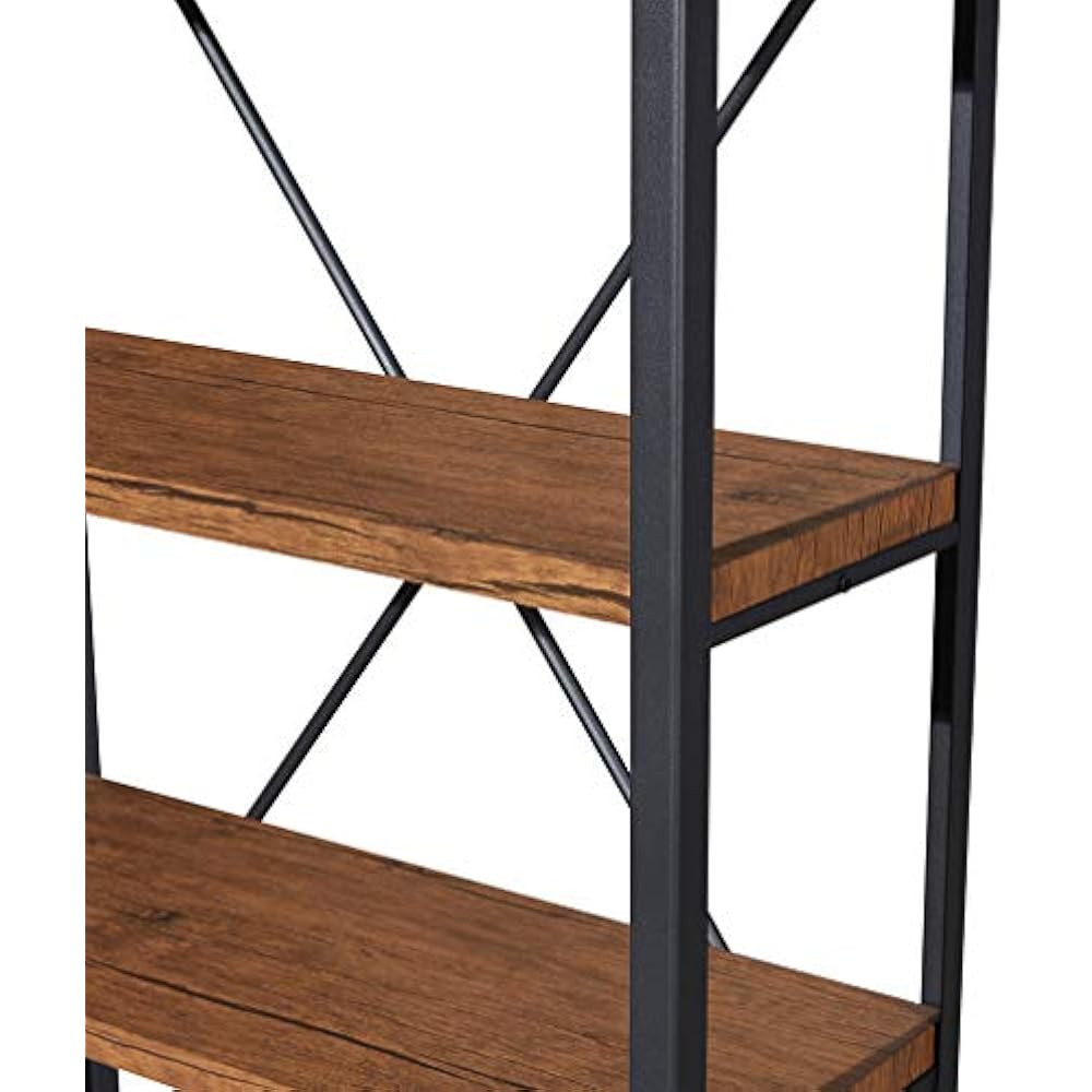 4Shelf Vintage Style Bookshelf, Industrial Open Metal Bookcases