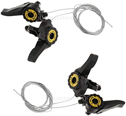 2 Pairs Bike Thumb Shifter Set 3x5 3x6 3x7 Speeds for MTB, Bicycle Friction Shifters Combo with Inner Shift Cable (150-200cm / 59'' - 79'')