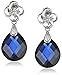 10k White Gold Created Blue Sapphire Briolette and Diamond Dangle Earrings (.038 cttw, I-J Color, 12-13 Clarity)