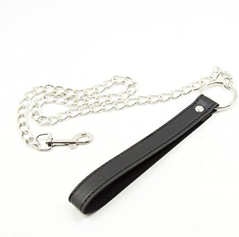 2.5' Choker Chain Leash with PVC Leather Handle for Neck Collar