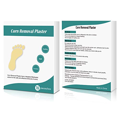 16 Pads Corn Wart Remover Pads, Plantar Wart Remover, Salicylic Acid Wart Removal Bandaids - Toe Corn and Callus Removal for Foot Caring