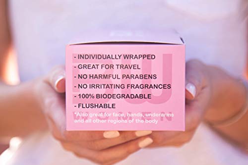 BOOTY WIPES for Women | 30 Premium Individually Wrapped Wet Wipes for Travel | Flushable Wipes for Adults | Personal Wipes with Vitamin-E & Soothing Aloe | 100% Natural Nonwoven & Biodegradable