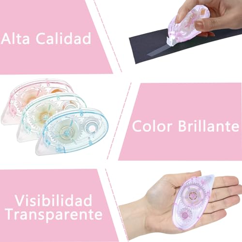 Besoner 6 Rodillos de Pegamento para Manualidades - Cinta Adhesiva Doble Cara,para Manualidades,Aplicador de Cinta Doble Cara,álbumes de Fotos Tarjetas Telas