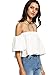 SheIn Women's Boho Ruffle Off Shoulder Bell Sleeve Crop Top Blouse Medium White