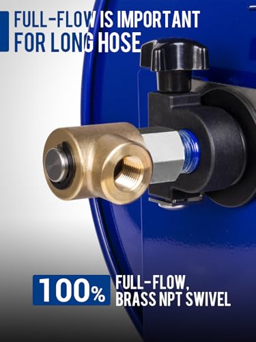 MEKOH Pressure Washer Hose Reel 100FTx3/8”, 200FTx1/4” Manual Power Washer Hose Reel with M22 14mm Fitting,4500PSI Heavy Duty Hose Reel for Water,High Pressure Metal Reel with Wall/Van/Trailer Mount