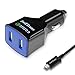 Swiftrans Quick Charge 2.0 36W Fast USB Car charger, Dual Turbo Rapid Ports both support QC 2.0 12V/1.5A, 9V/2A, 5V/2.4A (Includes 3.3 ft Micro USB Cable) - Black
