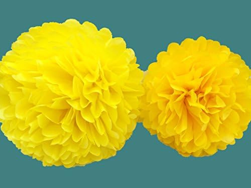 Tissue Paper Flowers By Festival Hands-5pcs, 2 Sizes, Christmas Deals, Parties Decorations, Tissue Paper Pom Poms, Wedding Decor, Baby Shower Party Supplies, Tissue Paper Flowers (Yellow)