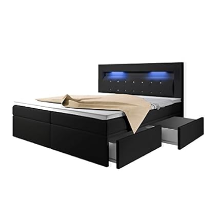 Selsey Milos - Boxspringbett mit LEDs in der Größe und Ausführung nach Wahl (160 x 200 cm, mit 2 Schubladen, Taschenfederkern