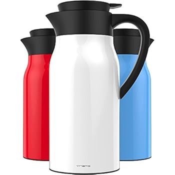 Vremi 51 oz Coffee Carafe - 1.5 liter Tea Thermos Large Travel Bottle Stainless Steel Vacuum Insulated with Leak Proof Lid - Thermal Carafe Hot Drink Carrier Container with Heat Cold Retention - White