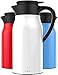 Vremi 51 oz Coffee Carafe - 1.5 liter Tea Thermos Large Travel Bottle Stainless Steel Vacuum Insulated with Leak Proof Lid - Thermal Carafe Hot Drink Carrier Container with Heat Cold Retention - White