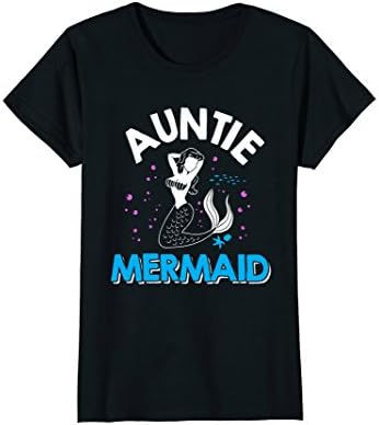 Womens Auntie Mermaid Matching Family T-Shirt Small Black