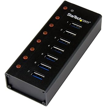 7 Port USB 3.0 Hub - Metal Enclosure - Desktop or Wall Mountable - USB 3 Hub - USB Extender - Powered USB 3.0 Hub - USB Splitter