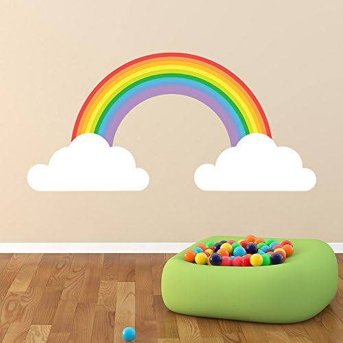 Colored Rainbow Wall Decals Multi Color Removable Clouds Vinyl Stickers Kids Design Mural Nursery Home Decor Ideas Window Bedroom AR354