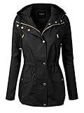 MixMatchy Women's Lightweight Front Zipper Solid Utility Anorak Hoodie Jacket