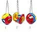 ECOOLBUY 3 PACK 2.9inch Cute Pet Dog Cat Bird Bites Toy Parrot Chew Bell Ball Toys Swing Cage Cockatiel Parakeet For Bird Cat Small Medium Dog