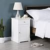 YAHEETECH Nightstand End Table with One Drawer and One Door, Wooden Accent Table Sofa Bed Side Storage Cabinet White