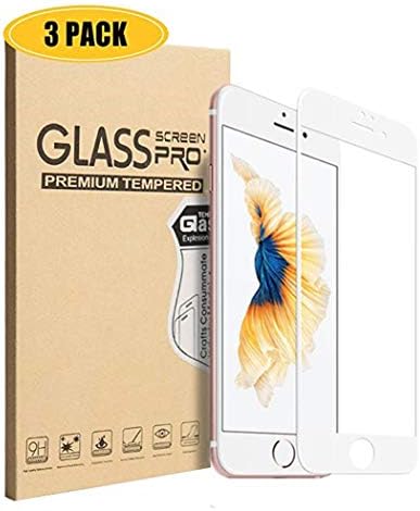 [3 Pack] BUSUX iPhone 8 Plus,7 Plus Screen Protector,Full Coverage Tempered Glass Screen Protector [9H Hardness][Anti-Scratch][Extra Clear] Compatible with Apple iPhone 7 Plus, iPhone 8 Plus(White)