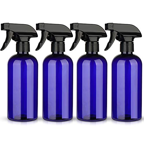 Plastic Spray Bottles (16 Oz, 4 Pack) for Cleaning Solutions, Hair