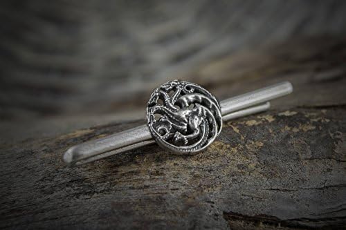 Tie CLip TARGARYEN DRAGONS in Silver or Golden Brass