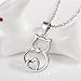FLYOW S925 Sterling Silver Cute Cat Pendant Necklace, 18