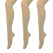 MANZI Women's Solid Color Comfortable Convertible Ballet Tights 3 Pairs Pack (women S/M,Nude)
