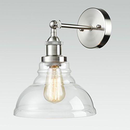 YOBO Lighting Industrial Clear Glass Wall Sconce Lighting, Brushed Nickel