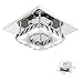 Mini Modern Crystal Chandelier Square Ceiling Lamp for Bedroom, Bathroom, Dining Room,8.3x8.3In,12W