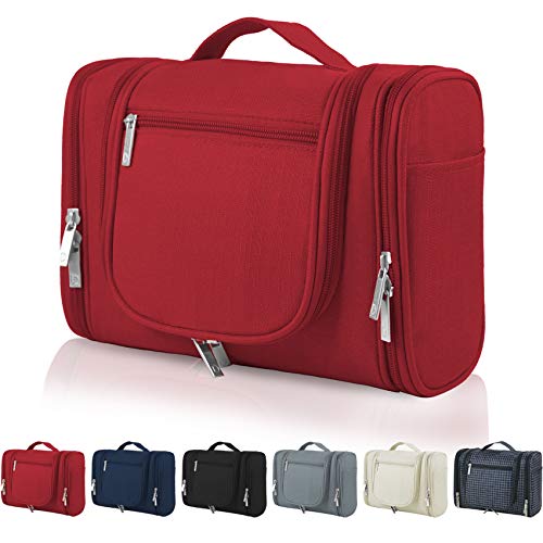 Hanging Toiletry Bag for Women & Men, OMYSTYLE Portable Travel Kit Bag, Waterproof Bathroom Toiletries Organizer with Hook for Makeup, Cosmetic, Shaving, Shampoo (Travel Size, Red) 1 Hanging Toiletry Bag for Women & Men, OMYSTYLE Portable Travel Kit Bag, Waterproof Bathroom Toiletries Organizer with Hook for Makeup, Cosmetic, Shaving, Shampoo (Travel Size, Red)