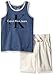 Calvin Klein Little Boys' 2 Piece Set- Graphic Tank Top and Drawstring Short, Blue, 3Ttoddler