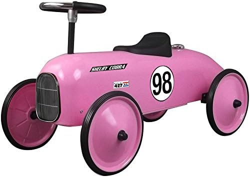 Shelby Cobra Stamped Steel Metal Racer Foot-To-Floor Ride-On Toy in Pink