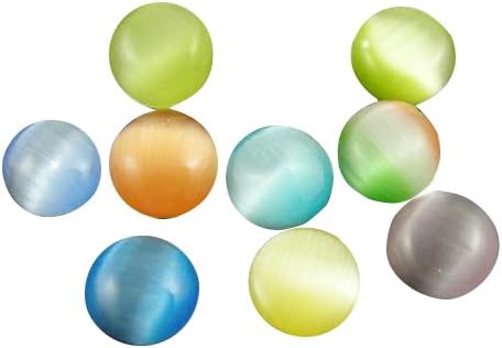 Pandahall 50pcs Mixed Color Half Round Cat Eye Beads Cabochons, 6mm