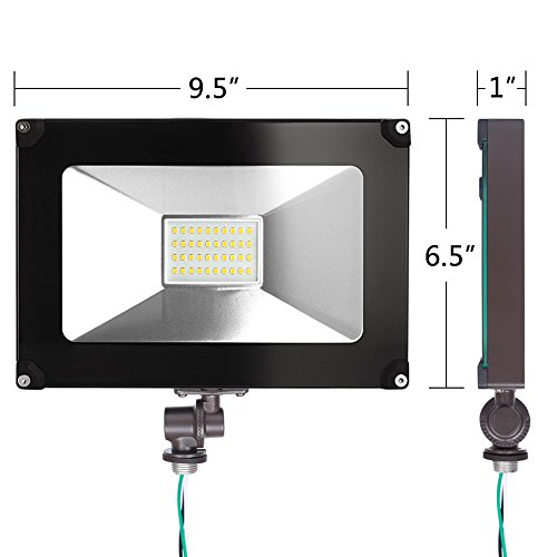 Cinoton 30W LED Flood Light With Knuckle, 3600 Lumen 5000K (Crystal White Glow) Waterproof security outdoor floodlight