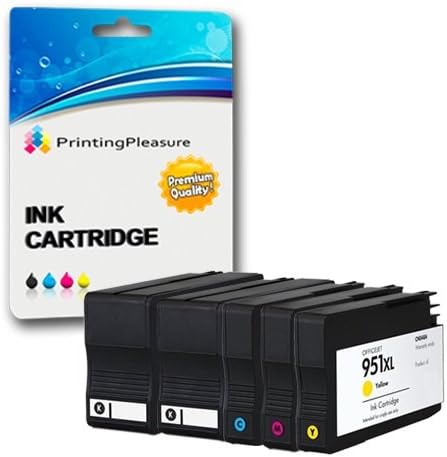 Printing Pleasure 5 Ink Cartridges for HP Officejet 8600 8100 950XL 951XL Black