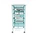 Origami Wheeled Folding Steel 5 Drawer Storage Kitchen Cart Wood Top, Turquoise
