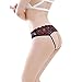 G.romtic Open Back Lace Panty Floral Lace Lingerie Underwear for Women One Size 24.4-30.7inch (Black)