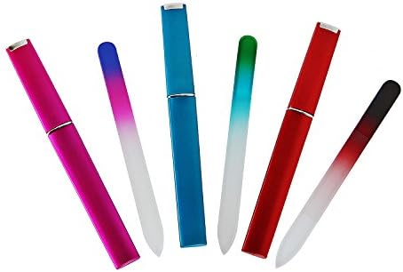 Deuxblanc Glass Nail Files Buffers For Nail Makeup 3pcs/set With Case,Crystal Double Sided.