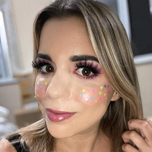 Chunky Cosmetic Glitter ✮ Festival Rave Beauty Makeup Face Body Nail ✮ (Rainbow Cannabis Leaf)