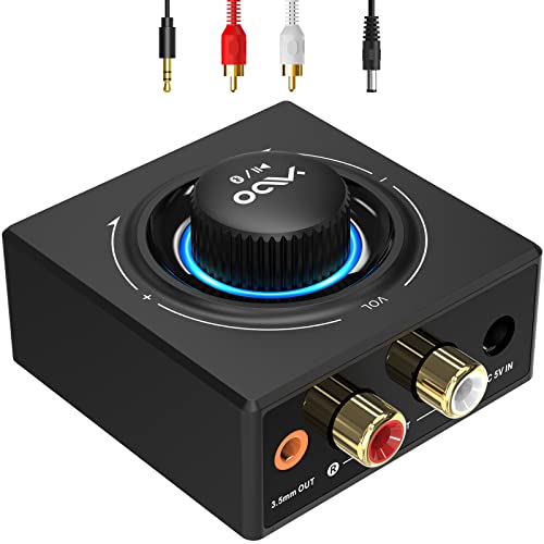 YMOO Bluetooth 5.3 HiFi Audio Receiver for Stereo System, 3.5mm RCA Jack, Wireless Range of 100 Feet, Aux Adapter for Tablet/Smartphone/PC/Laptop/Headphones
