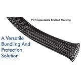3/8 Inch PET Expandable Braided Sleeving- 10ft - Black