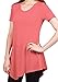 [DRSKIN] WS05 Women Handkerchief Hem Short Sleeve Long Tunic Top. (XL, Coral pink)