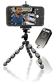Flexible Tripod Best for iPhone 8 X 7 6 5 CellMount USB Rechargeable Bluetooth Remote for iOS. Locking Head Compact Bendable Camera Video vlogger Selfie The CLAW