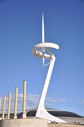 Wall Art Impressions Quality Prints - Laminated 24x36 Vibrant Durable Photo Poster - Barcelona City Antenna Mobile Telephony Catalonia Cities Architecture Urban City Å â€”Â Å â€”Â Park Park Cityscape Blue