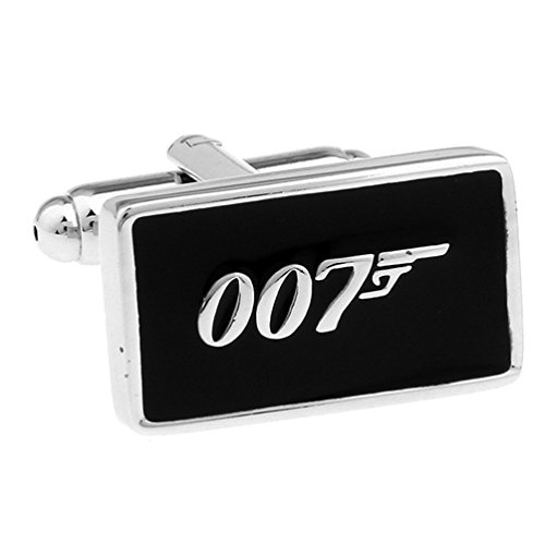 007 Theme Cufflinks Silvertone/Enamel Cufflinks 3pcs/set,Gun and Bullet - Thumbnail 7