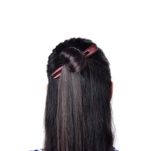 1 Pcs Handmade Carved Wood 2-Prong Hair Fork Vintage Style Hair Stick Wooden Hairpin by Team-Management - Thumbnail 6