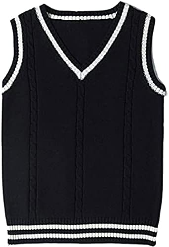 Gihuo Women's V Neck Trendy Sweater Vest Cable Knit Sleeveless