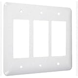 Hubbell WRTW-RRR Maxi/Princess Metallic Wallplate with Three Decorator/Rocker, Three Gang, White Textured