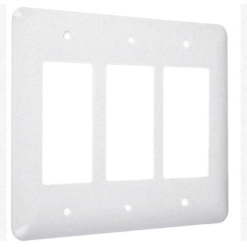 Hubbell-Bell WRTW-RRR Maxi/Princess Metallic Wallplate with Three Decorator/Rocker, Three Gang, White Textured