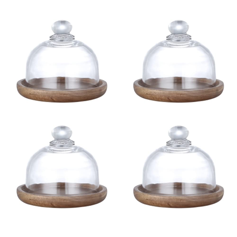 Lrtzizy Multifunctional Mini Dessert Serving Stand Cake Dish with Dome Lid Platter Cake Plate Hotels(4Pcs)