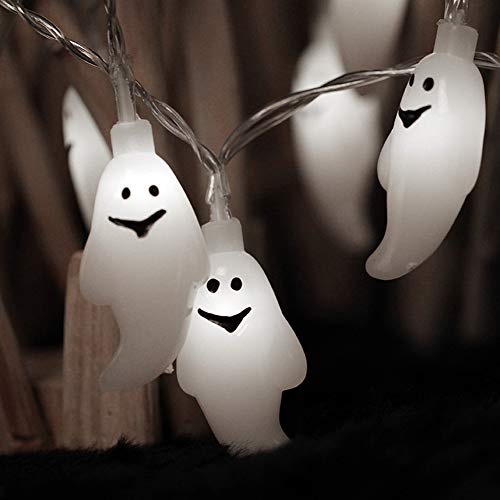 Elitlife Halloween Ghost String Lights, 14.7ft 30 LED Battery Operated Halloween Lights Waterproof White String Lights for Indoor Outdoor Halloween Decorations - Thumbnail 2