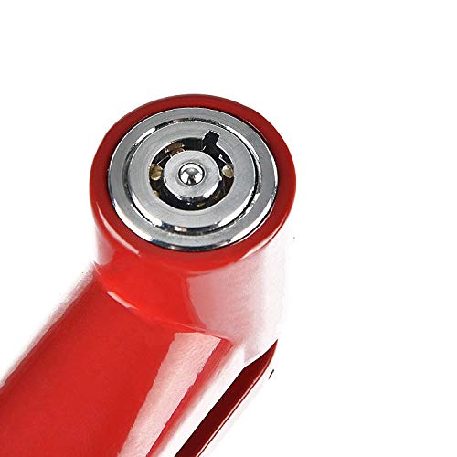 Safety Disc Lock Motorcycle Bike Anti-theft Wheel Disc Brake Lock Padlock Waterproof Loud for Motorcycle Bike Scooters Mountain Road MTB Cycling Rotor Disc Brake Wheel Lock with Two Keys (Red) - Thumbnail 2